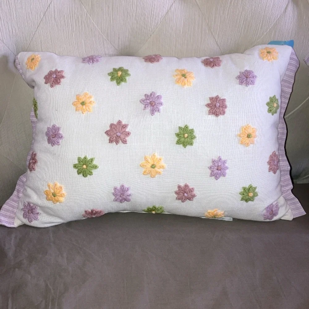 Flower Petal Embroidered Pillows Set of 2